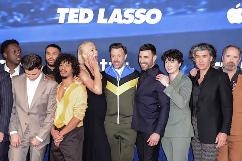 Jason Sudeikis and the cast of Ted Lasso attend the Apple Original Series "Ted Lasso" Season 3 Red Carpet Premiere at Westwood Village Theater, Los Angeles, California, U.S., March 7, 2023. REUTERS/David Swanson/File Photo